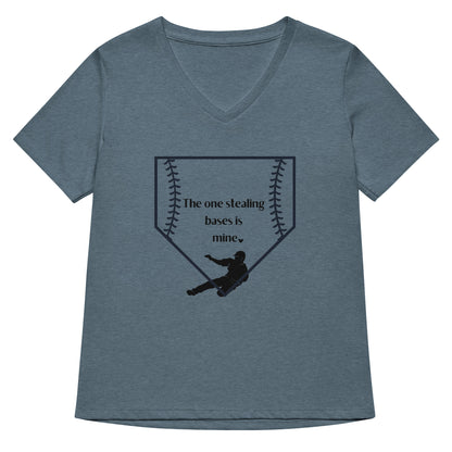 The One Stealing Bases is Mine Women’s relaxed v-neck t-shirt