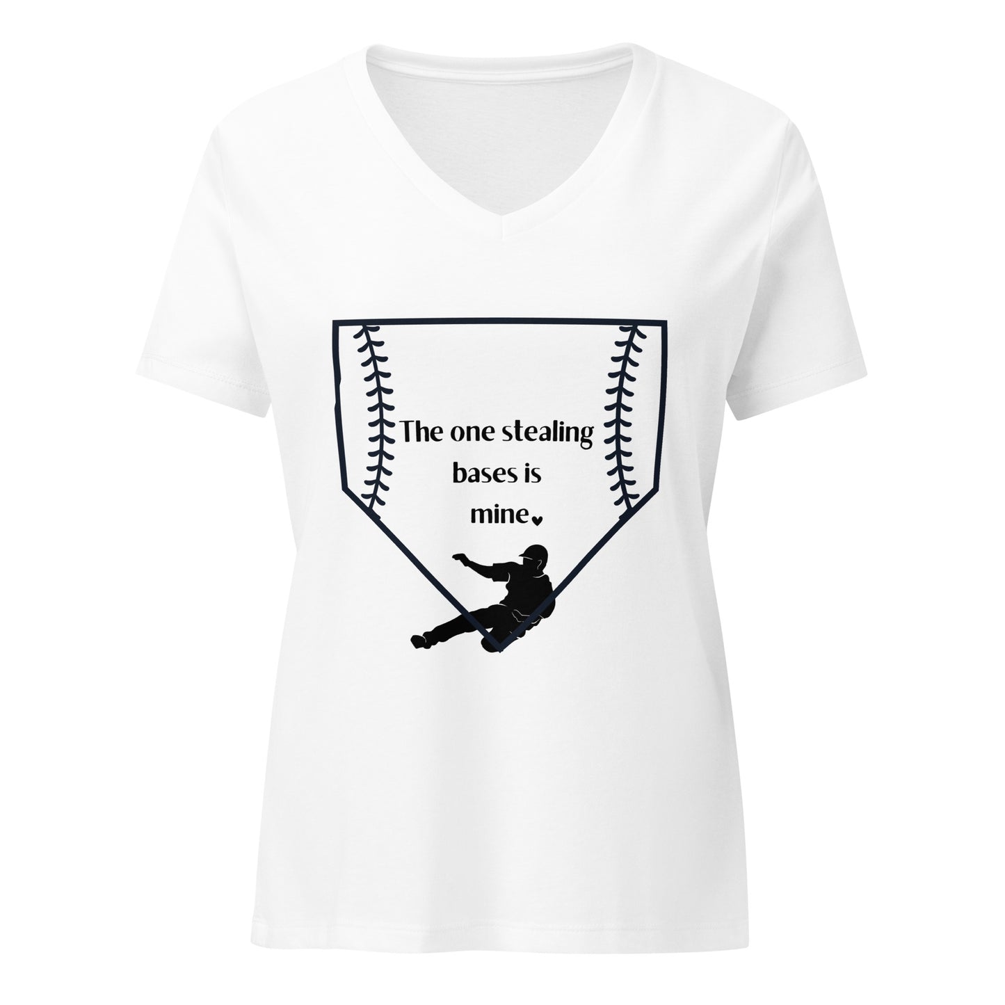 The One Stealing Bases is Mine Women’s relaxed v-neck t-shirt